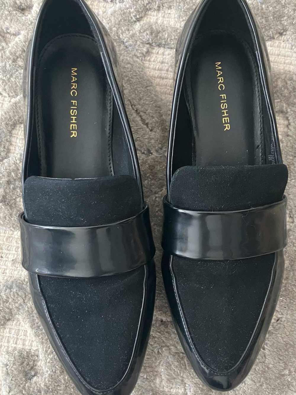 Marc Fisher Black Patent and Suede Flats